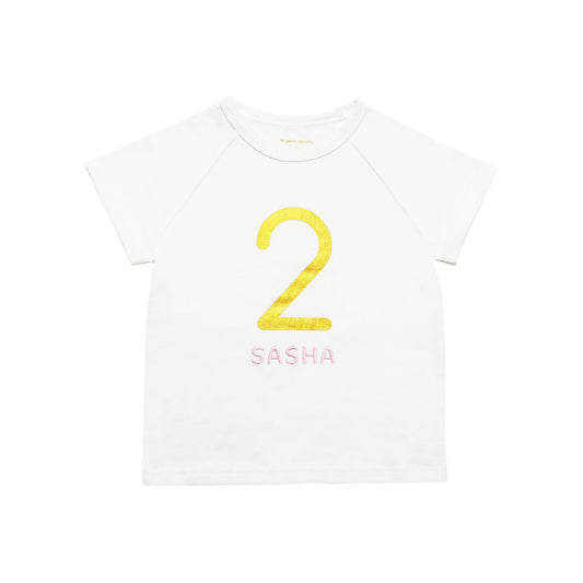 Number 2 Tee in White/Gold by Le Petit Society
