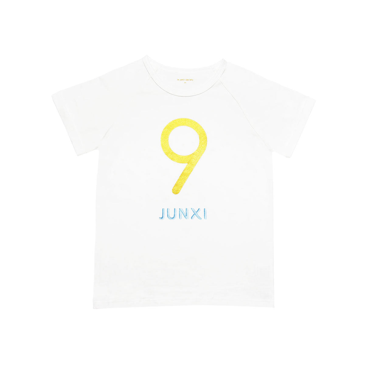 Number 9 Tee in White/Gold by Le Petit Society