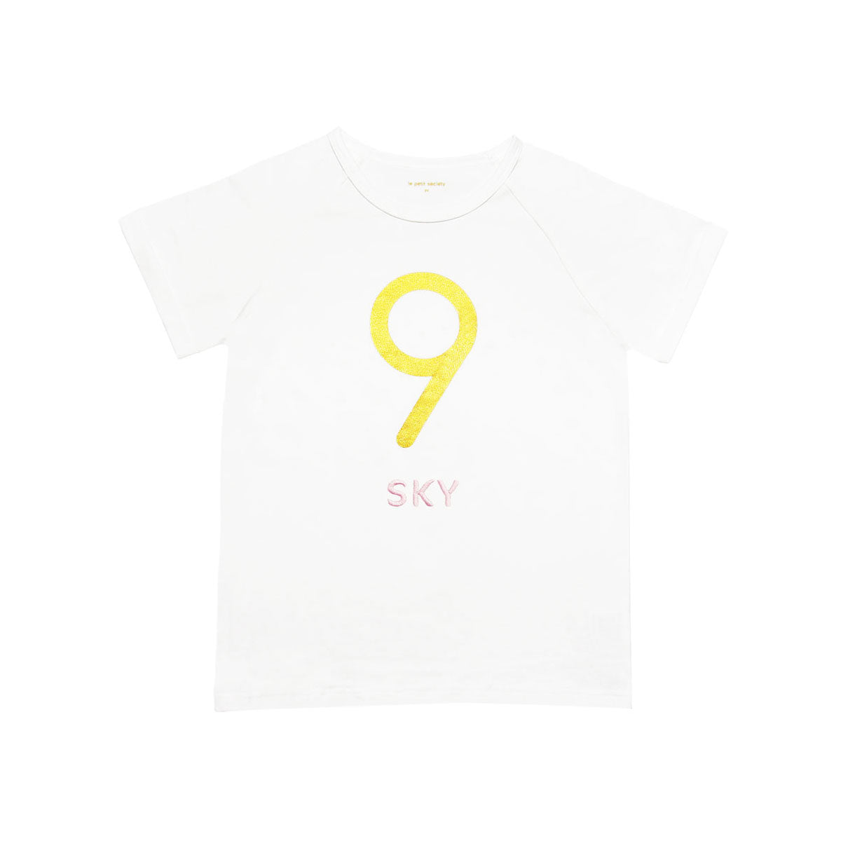 Number 9 Tee in White/Gold by Le Petit Society — image 3