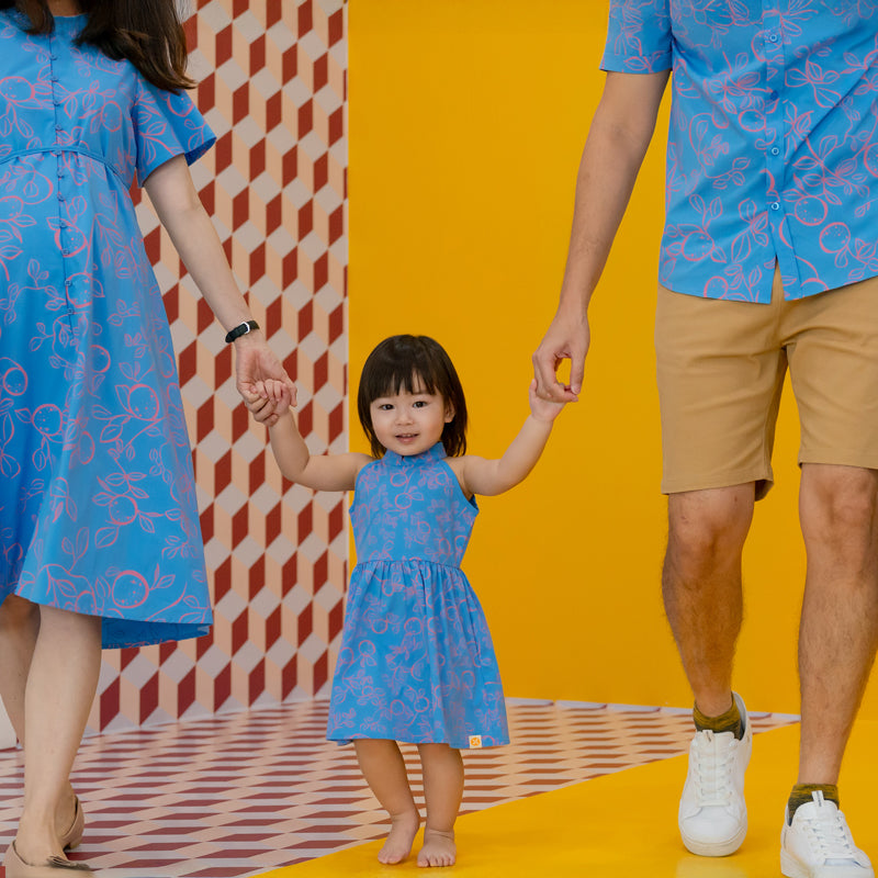 Mandarin Orange Series - Girls Halter Cheongsam in Blue by Le Petit Society — image 2