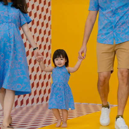 Mandarin Orange Series - Girls Halter Cheongsam in Blue by Le Petit Society — image 2