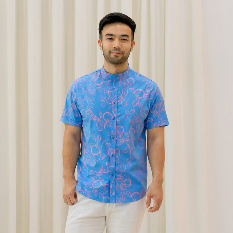 Mandarin Orange Series - Men‘s Shirt in Blue (Classic Fit) by Le Petit Society — image 7