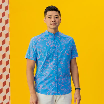 Mandarin Orange Series - Men‘s Shirt in Blue (Classic Fit) by Le Petit Society — image 2