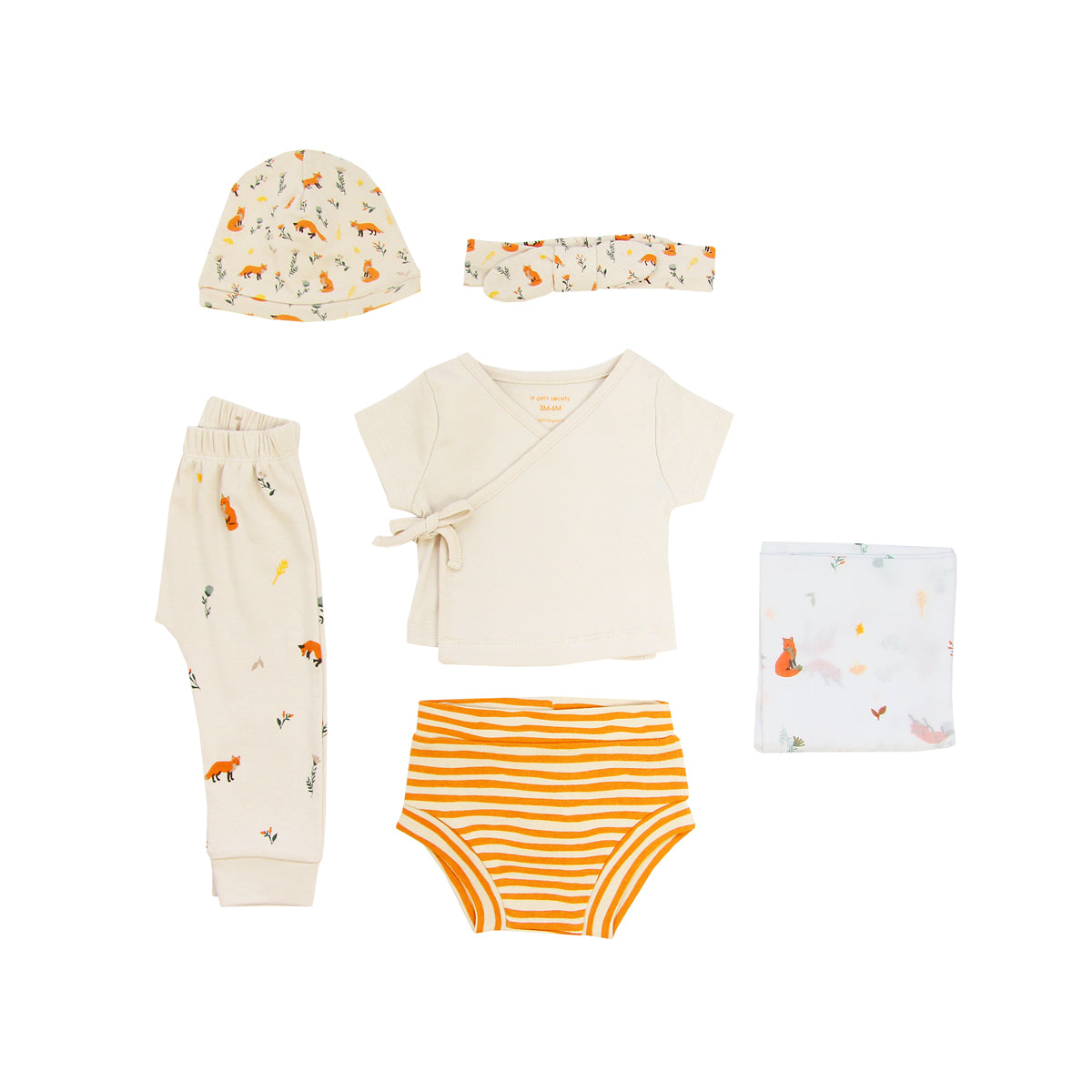 Baby Organic Boxer Shorts in Orange Stripes Print by Le Petit Society — image 9