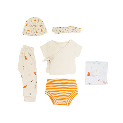 Baby Organic Boxer Shorts in Orange Stripes Print by Le Petit Society — image 9