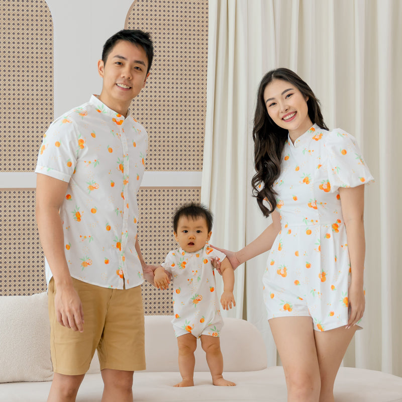 Mandarin Orange Series - Ladies Romper in White by Le Petit Society — image 2