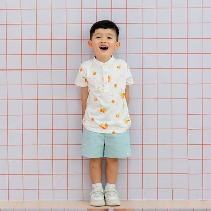 Mandarin Orange Series - Boy's Jersey Shirt in White by Le Petit Society — image 15
