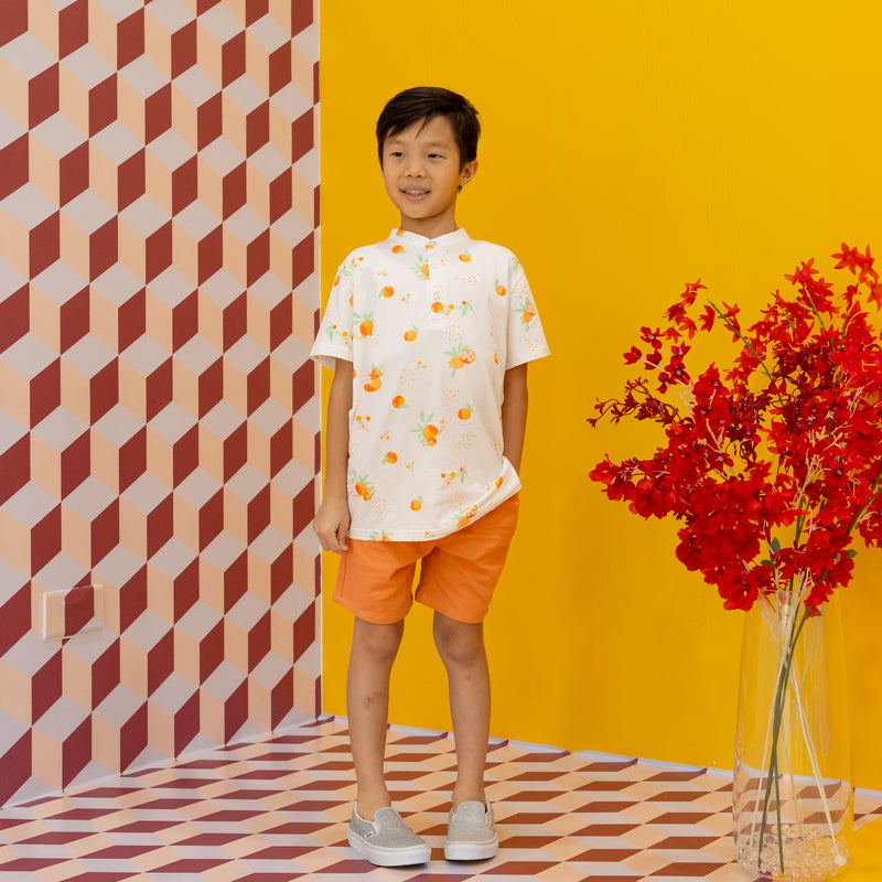 Bermuda Shorts with Adjustable Waistband in Burnt Orange by Le Petit Society — image 2
