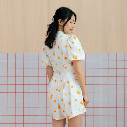 Mandarin Orange Series - Ladies Romper in White by Le Petit Society — image 3