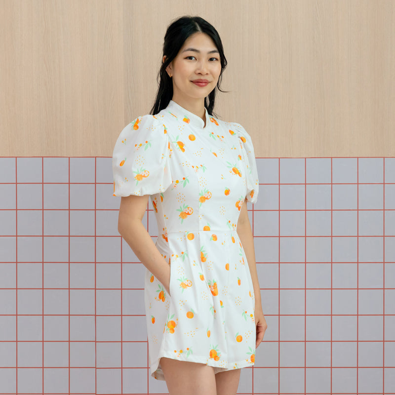 Mandarin Orange Series - Ladies Romper in White by Le Petit Society — image 5