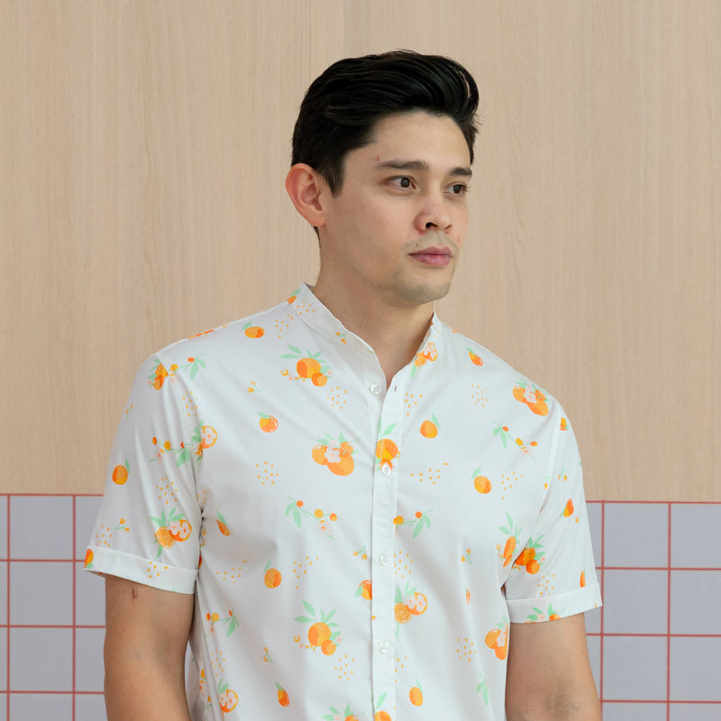 Mandarin Orange Series in Men’s Shirt In White (Classic Fit) by Le Petit Society — image 3