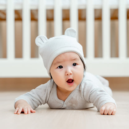 Organic Baby Bear Hat in Grey by Le Petit Society — image 2