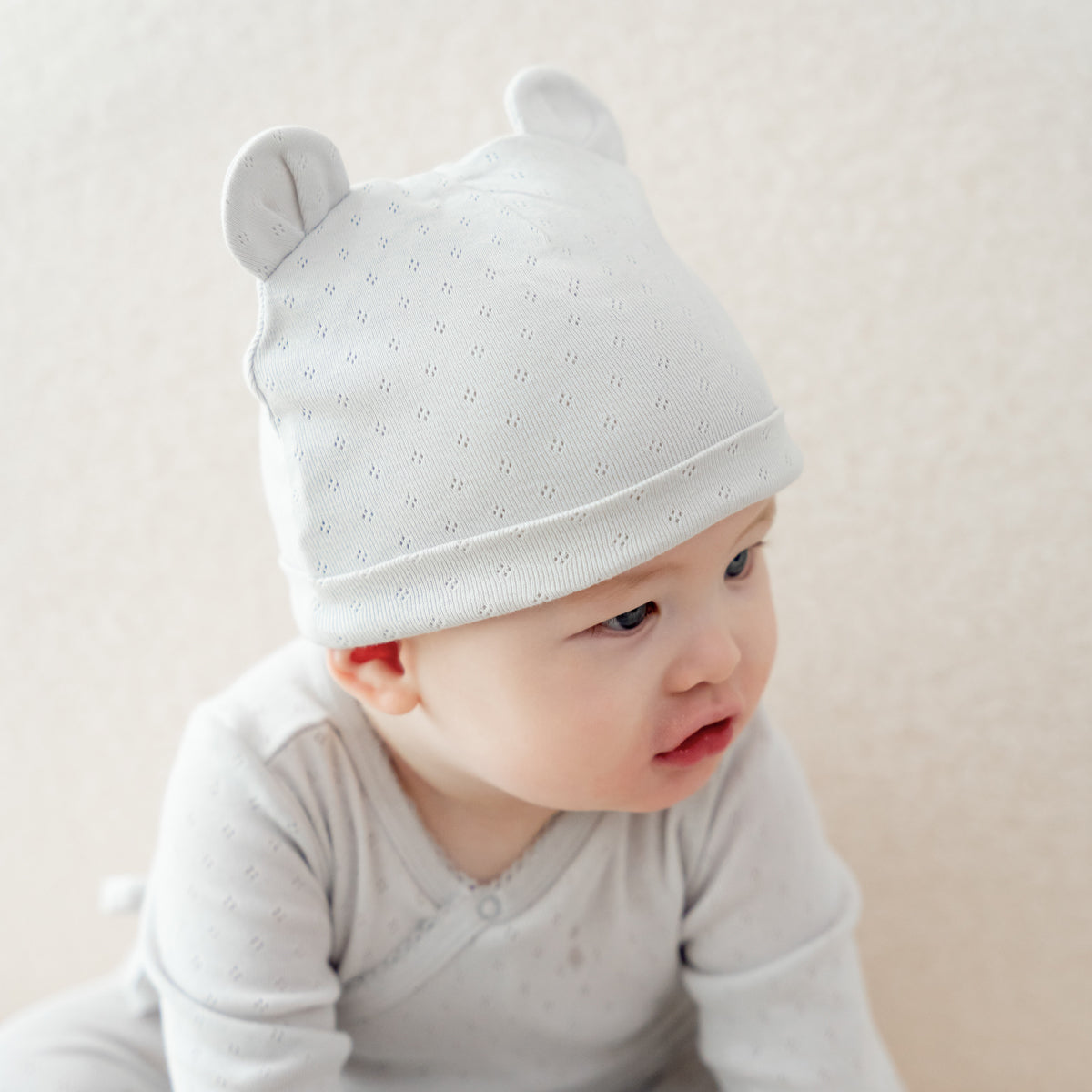 Organic Baby Bear Hat in Grey by Le Petit Society — image 6