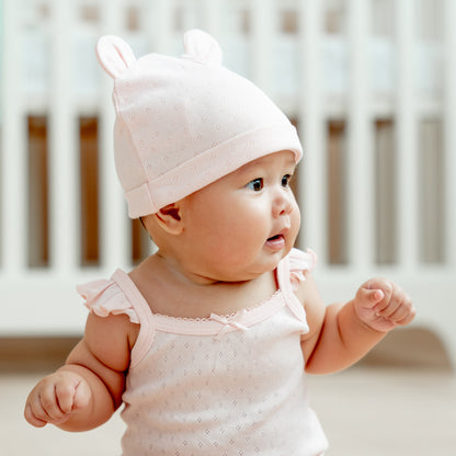 Organic Baby Bear Hat in Pink by Le Petit Society — image 4
