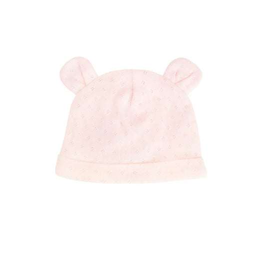Organic Baby Bear Hat in Pink by Le Petit Society — image 2
