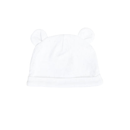 Organic Baby Bear Hat in White by Le Petit Society