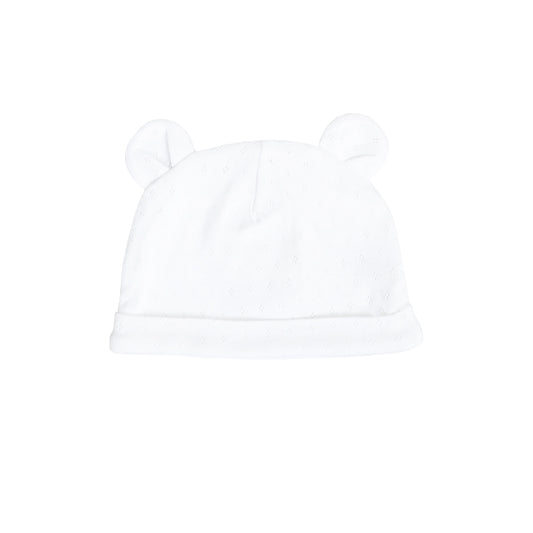 Organic Baby Bear Hat in White by Le Petit Society