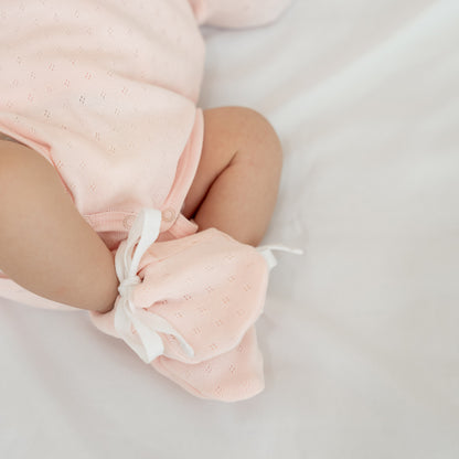 Organic Baby Booties in Pink by Le Petit Society — image 3