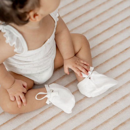 Organic Baby Booties in White by Le Petit Society — image 8