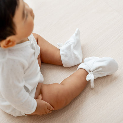 Organic Baby Booties in White by Le Petit Society — image 5