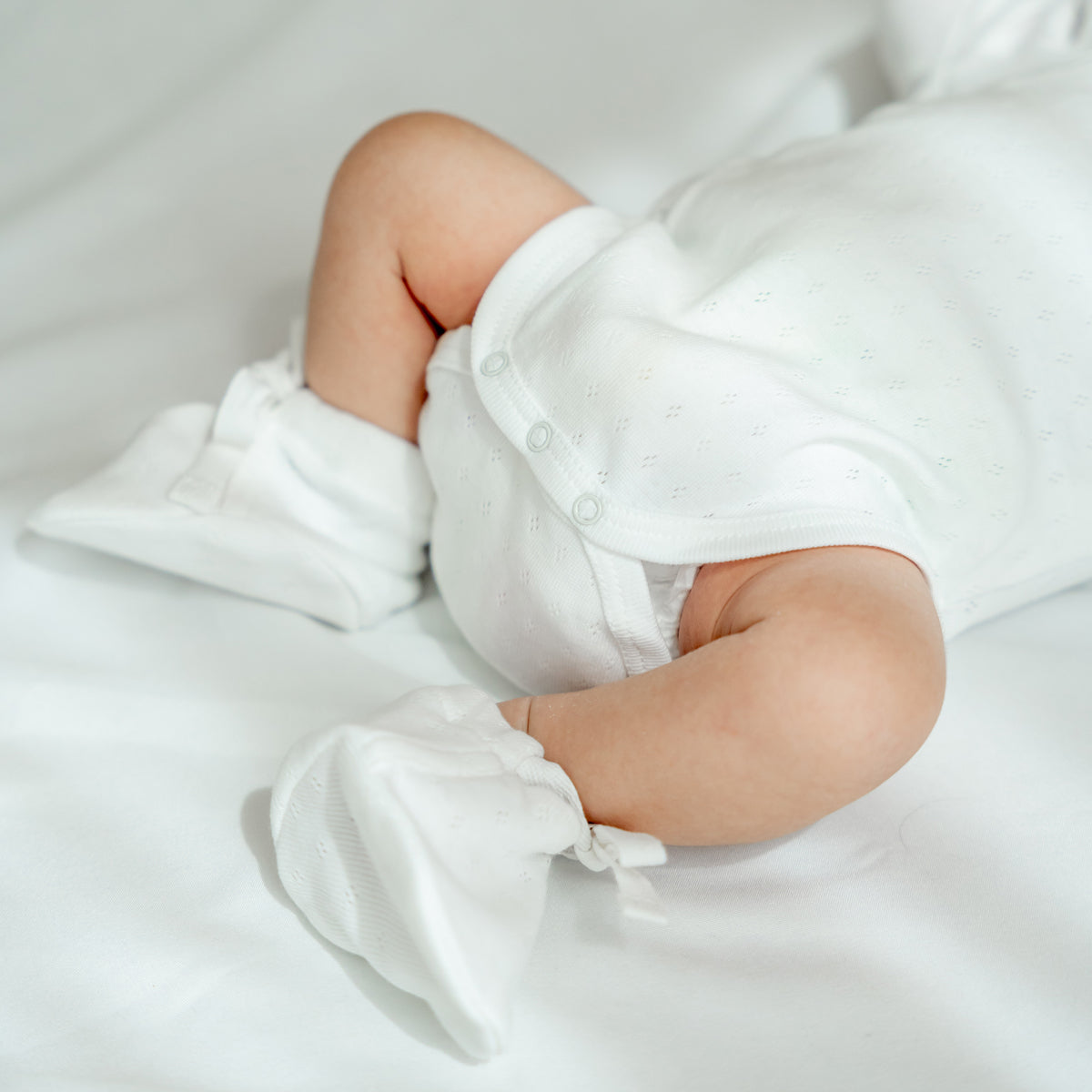 Organic Baby Booties in White by Le Petit Society — image 3
