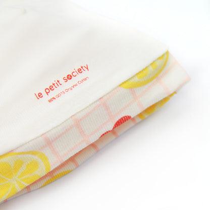 Organic Baby Hat in Lemon & Cherry Print (Personalisable) by Le Petit Society — image 3