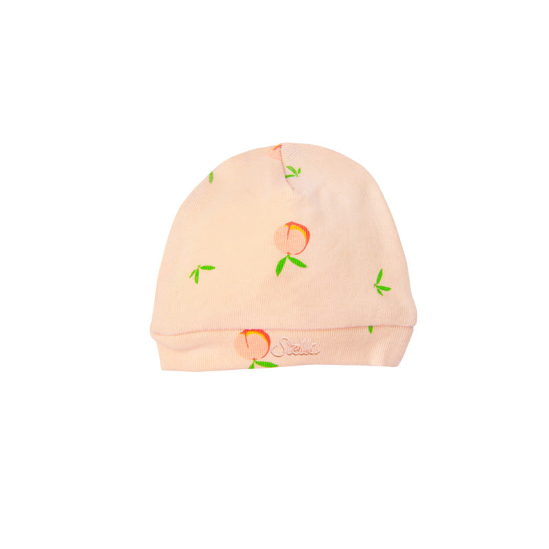 Organic Baby Hat in Peach Print by Le Petit Society — image 2