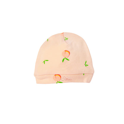 Organic Baby Hat in Peach Print by Le Petit Society — image 2