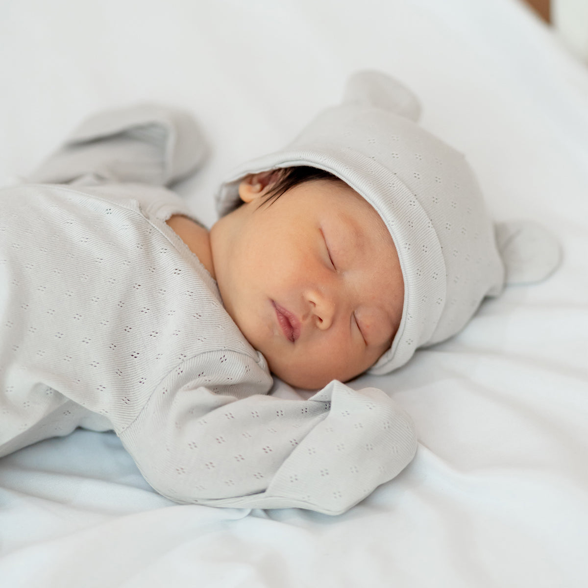 Organic Baby Long Sleeve Kimono Sleepsuit in Grey by Le Petit Society — image 8