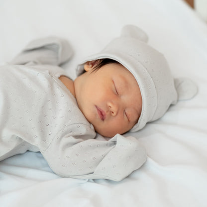 Organic Baby Long Sleeve Kimono Sleepsuit in Grey by Le Petit Society — image 8