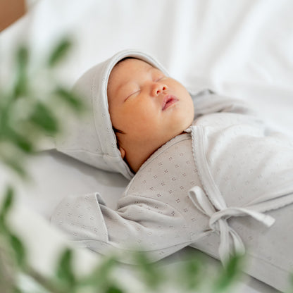 Organic Baby Long Sleeve Kimono Sleepsuit in Grey by Le Petit Society — image 15