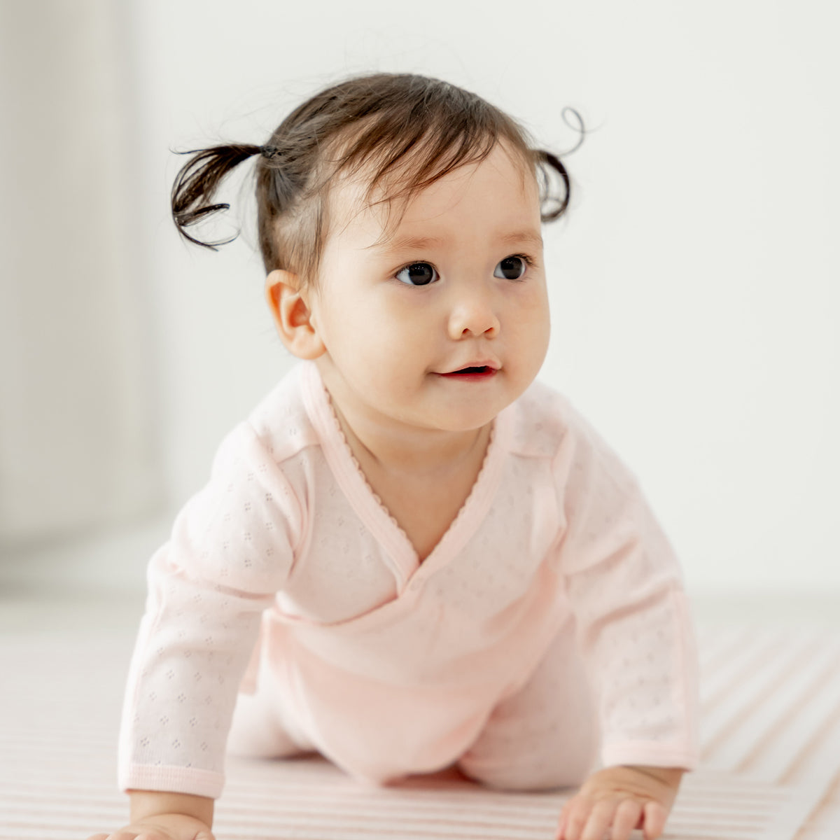 Organic Baby Long Sleeve Kimono Sleepsuit in Pink by Le Petit Society — image 6