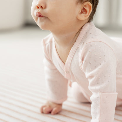 Organic Baby Long Sleeve Kimono Sleepsuit in Pink by Le Petit Society — image 2