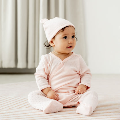 Organic Baby Long Sleeve Kimono Sleepsuit in Pink by Le Petit Society — image 3