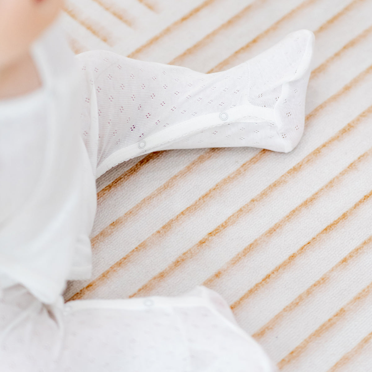 Organic Baby Long Sleeve Kimono Sleepsuit in White by Le Petit Society — image 7