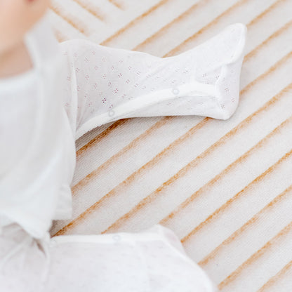 Organic Baby Long Sleeve Kimono Sleepsuit in White by Le Petit Society — image 7