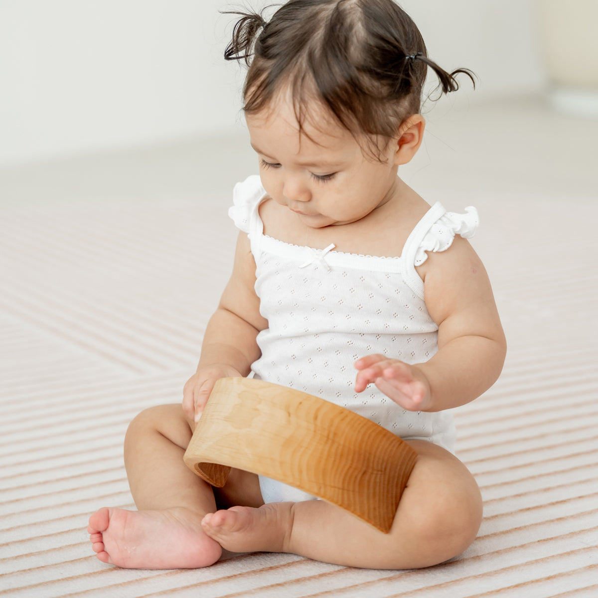 Organic Baby Ruffle Strap Romper in White by Le Petit Society — image 2