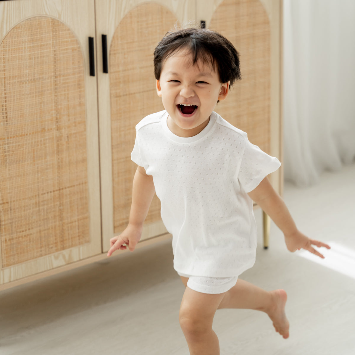 Organic Kids Short Sleeves PJ Set in White by Le Petit Society — image 12