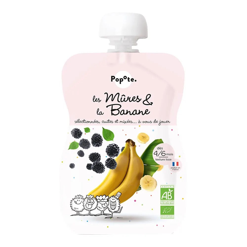 Organic Blackberries and Banana Puree (120g) by Popote
