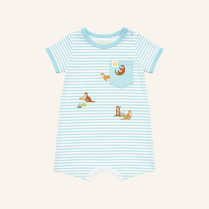 A Singapore Series - Otters Baby Romper in Blue by Le Petit Society — image 9