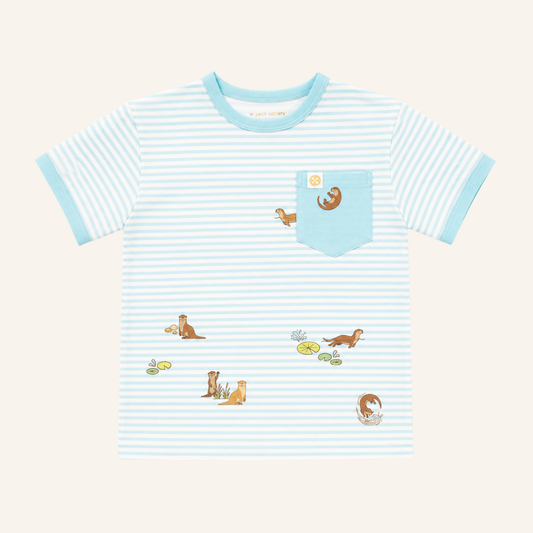 A Singapore Series - Otters Kids Tee in Blue by Le Petit Society