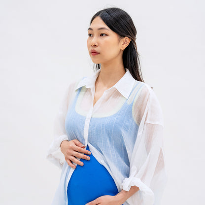 Ladies Sheer Oversized Shirt in White (One Size) by Le Petit Society — image 6