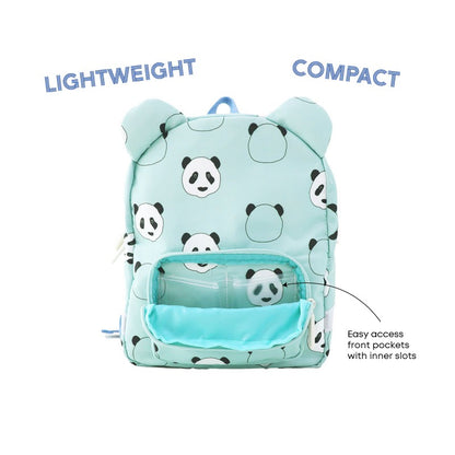 Infographic showing the inner slots of a front pocket of a preschool bag.