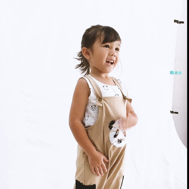 Kids Panda Reversible-Sequins Overalls by Le Petit Society — image 3