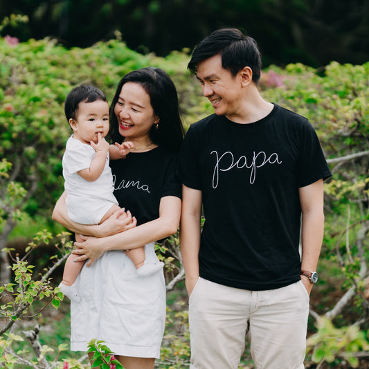 Family Tees - Papa Tee in Black by Le Petit Society