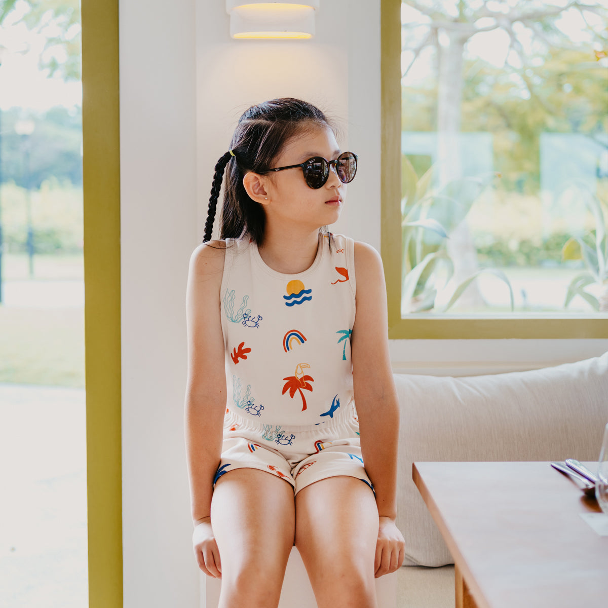Resort Series - Kids Ribbed Jumpsuit in Paradise Print by Le Petit Society — image 13