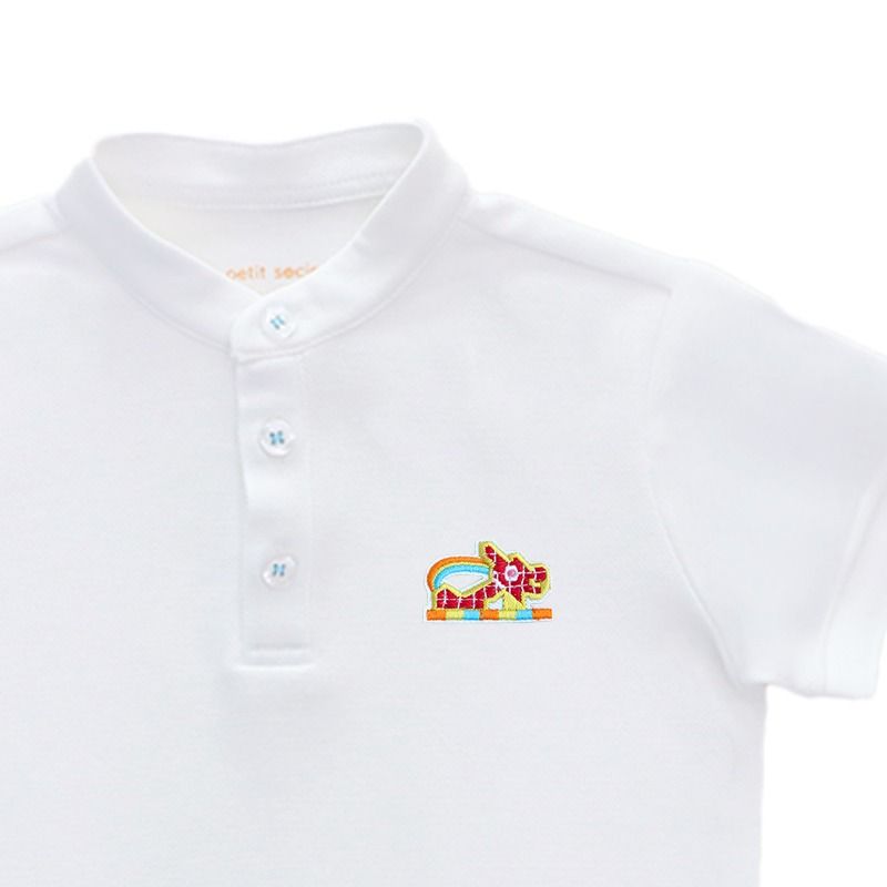 Polo Series - Boys Polo Shirt in White by Le Petit Society — image 3