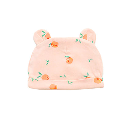 Baby Organic Bear Hat in Peach Print by Le Petit Society
