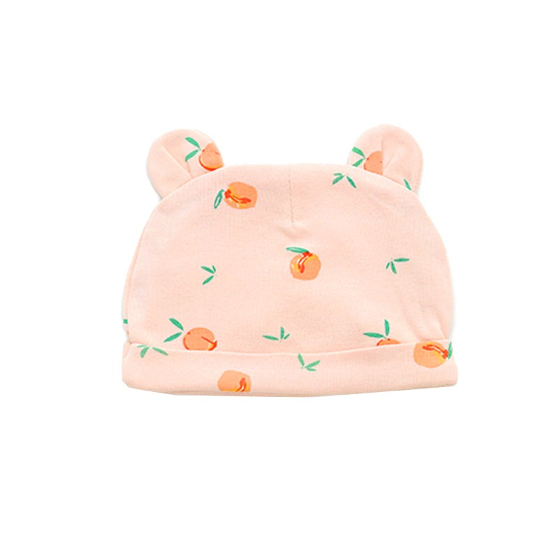 Baby Organic Bear Hat in Peach Print by Le Petit Society — image 4