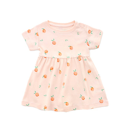 Baby Girl Organic Dress in Peach Print by Le Petit Society — image 7